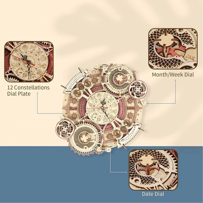Puzzle Mécanique en Bois 3D RoboTime Horloge avec Calendrier