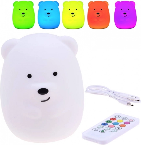 veilleuse pour enfants en silicone ours avec télécommande et changement de couleurs