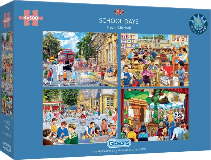 GIBSONS Puzzle Journée d’école 4 x 500 pièces
