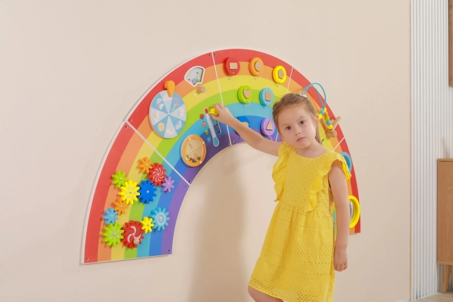 Panneau mural Montessori en bois - arc-en-ciel
