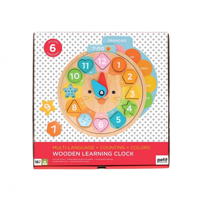 Horloge éducative en bois avec animaux