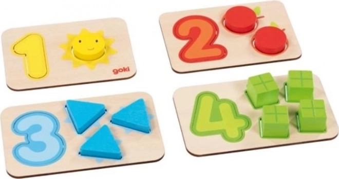 Puzzle d’insertion en bois avec formes et chiffres GOKI