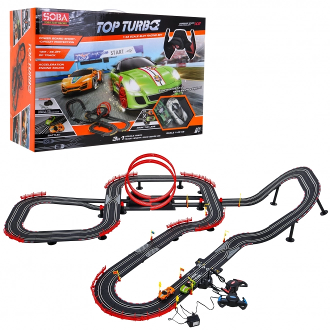 Grande piste de course Top Turbo pour enfants 8+ avec voitures télécommandées et fonctionnalités interactives