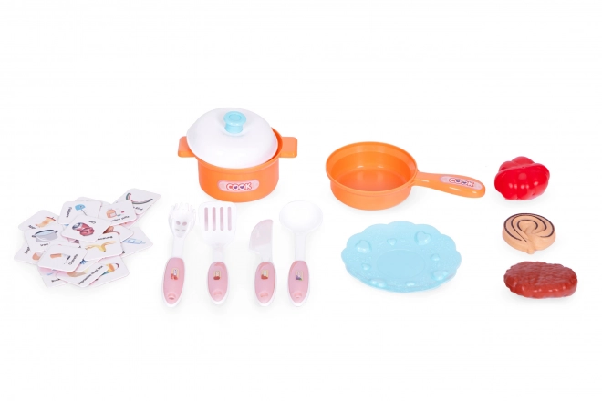 Cuisine pour enfants avec sons, lumières LED, évier, 10 accessoires, rose