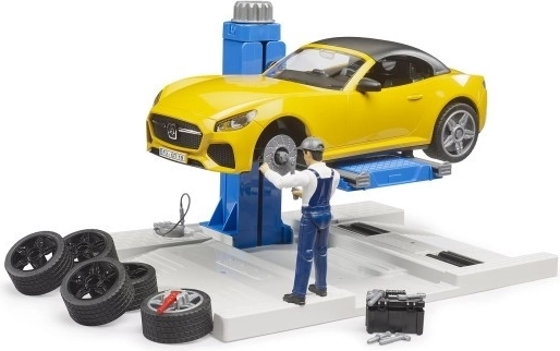 Bruder service auto avec roadster et mécanicien