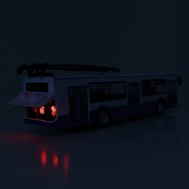 Trolleybus qui annonce les arrêts en tchèque 28 cm bleu