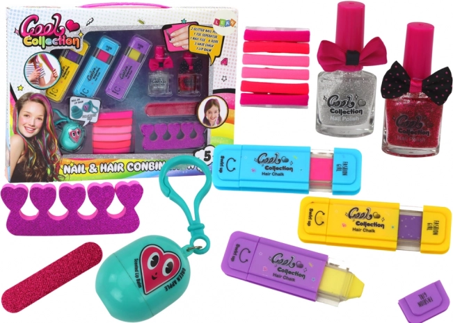 Kit de coloration des cheveux et de décoration des ongles avec baume à lèvres