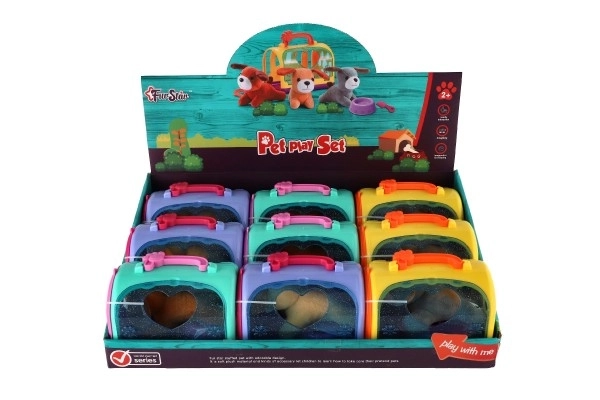 Boîte de transport avec chien en peluche