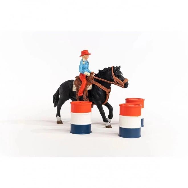 Ensemble de figurines Farm World Cowgirl et Course autour du baril