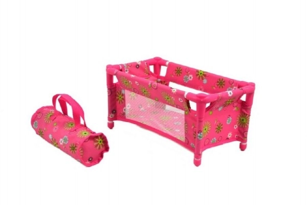Lit de poupée en métal/plastique pliant dans un sac en tissu 27x14x10cm en sachet