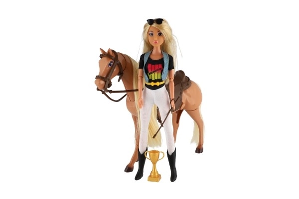 Cheval à bascule + Poupée cavalière Anlily articulée plastique avec accessoires dans une boîte 32x36x11cm