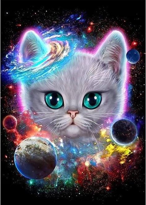 Peinture diamant Chaton cosmique 30 × 40 cm