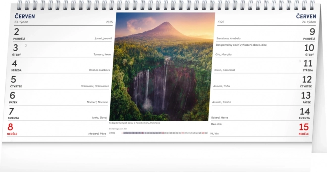 Calendrier de bureau NOTIQUE Paysage 2025 – 14 jours, 33 x 14,5 cm