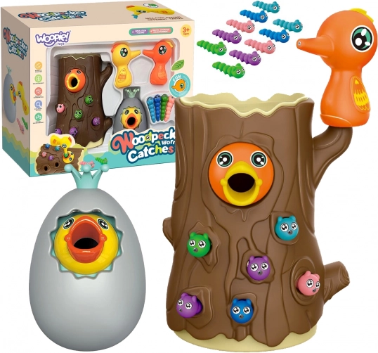 Jeu magnétique pour enfants Attrape le Ver 3‑en‑1 avec superbe tirelire et œuf culbuto WOOPIE