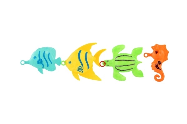 Jeu de poisson/pêcheur avec canne à pêche 26cm plastique 5 couleurs sur carte 15,5x49x2cm