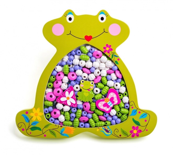 Perles en bois à enfiler - grenouille