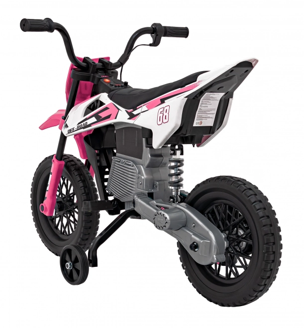 Moto électrique pour enfants rose avec panneau audio et fonction de démarrage libre