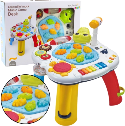 Table éducative interactive avec piano, tambour et crocodile
