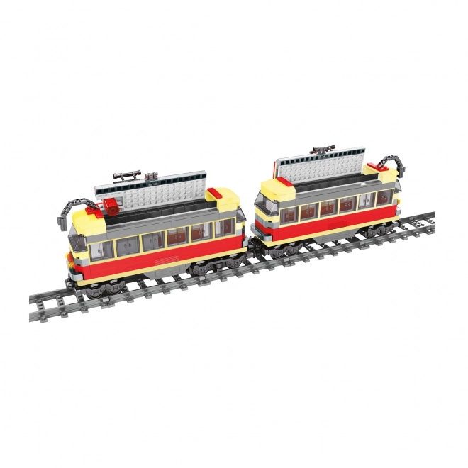 Kit de construction compatible BLOXO tramway à piles avec rails 724 pièces