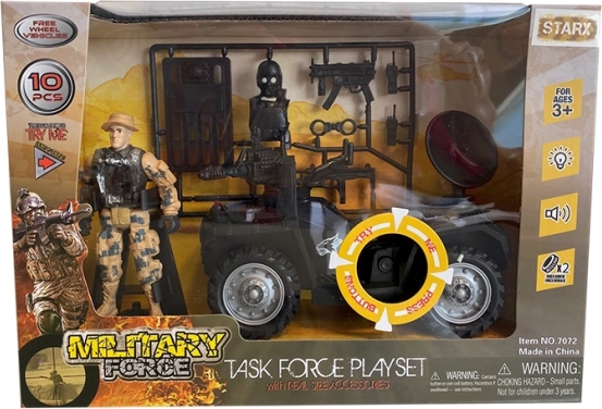Set militaire avec véhicule et accessoires avec effets