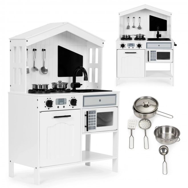 Cuisine en bois pour enfants, four, brûleurs micro-ondes, accessoires ECOTOYS