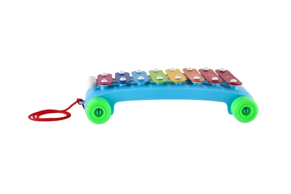 Xylophone plastique/métal 24cm avec baguettes 2 couleurs en sachet 19x31x6cm