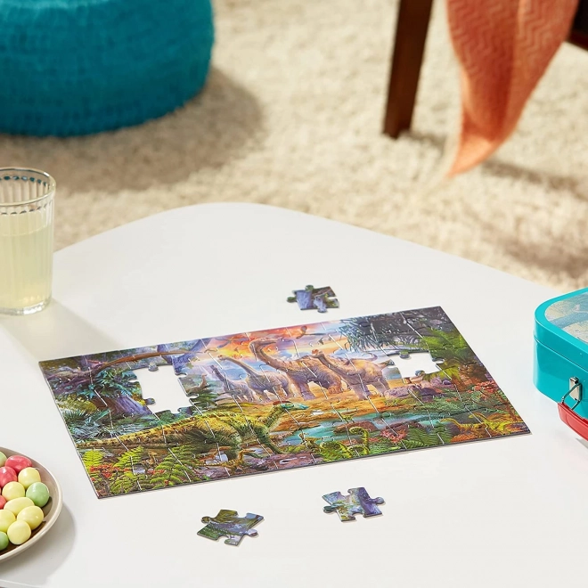 SCHMIDT Puzzle Dinosaure 4en1 dans une boîte en métal (60,60,100,100 pièces)