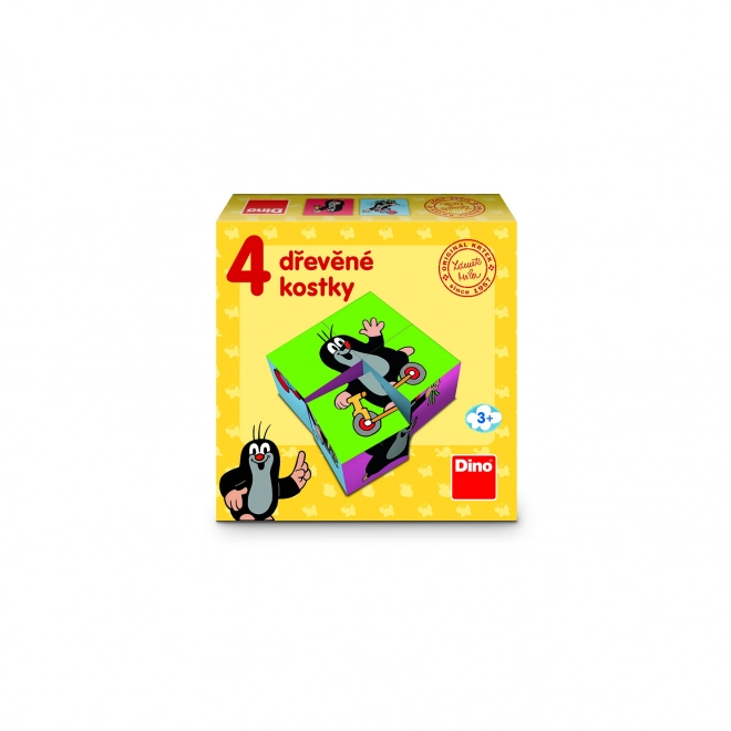 Cubes en bois Krtek en boîte 4 pièces 13x13x4cm