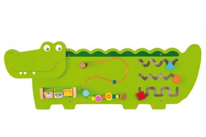 Tableau d'activités / panneau mural en bois - crocodile