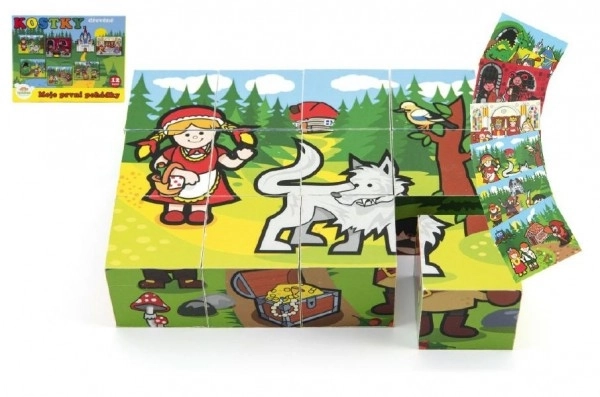 Cubes en bois Mes premiers contes de fées 12 pcs dans une boîte 17x12,5x4cm