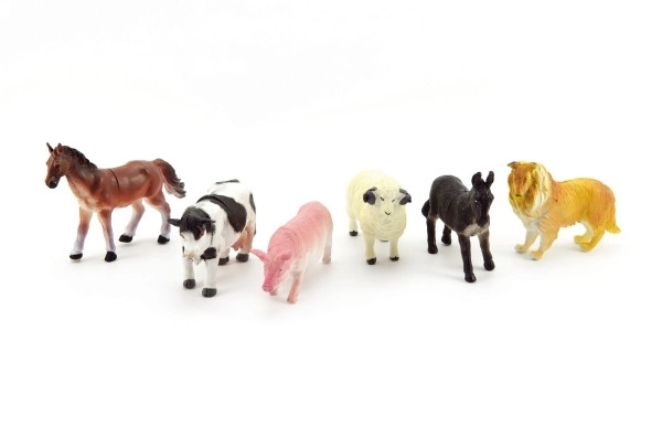 Animaux de la ferme domestique 6 pièces en plastique 9cm dans un sachet 16,5x27x5cm