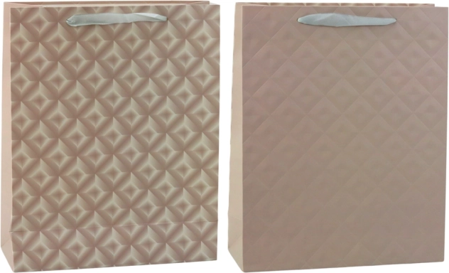 Sac cadeau gaufré beige 32 x 26 x 10 cm