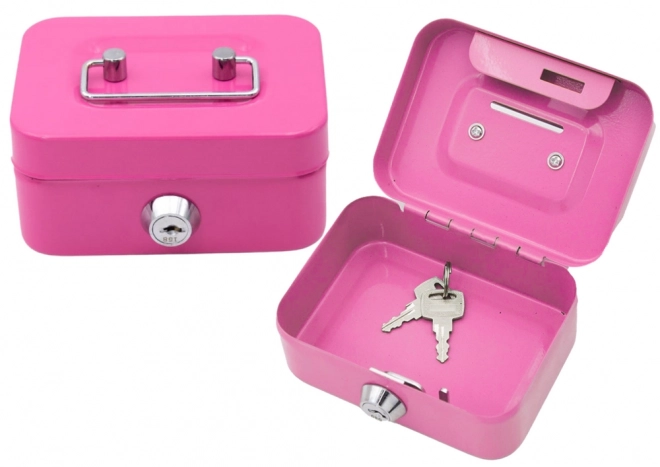 Tirelire verrouillable à deux clés en métal rose