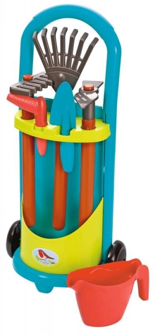 Chariot avec outils de jardin et arrosoir