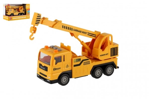 Grue automatique en plastique 16cm à inertie sur batterie avec lumière et son en boîte 21x13x9cm