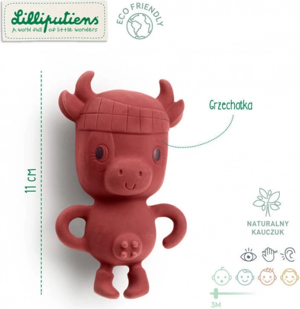 Lilliputiens hochet multisensoriel en caoutchouc naturel vache Rosalie éco 3 m+