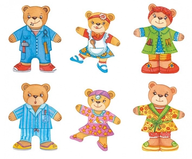 Famille d'Ours à Habiller - Puzzle en Bois