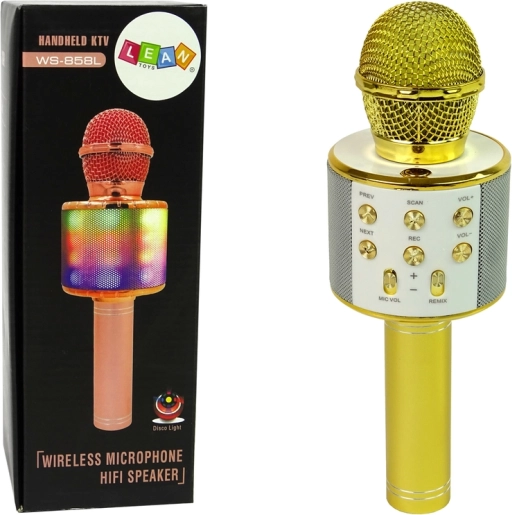 Microphone USB sans fil Haut-parleur Karaoke Enregistrement Modèle WS-858 Or