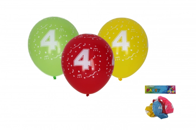 Ballon gonflable avec numéro 4 30 cm - ensemble de 5 pièces
