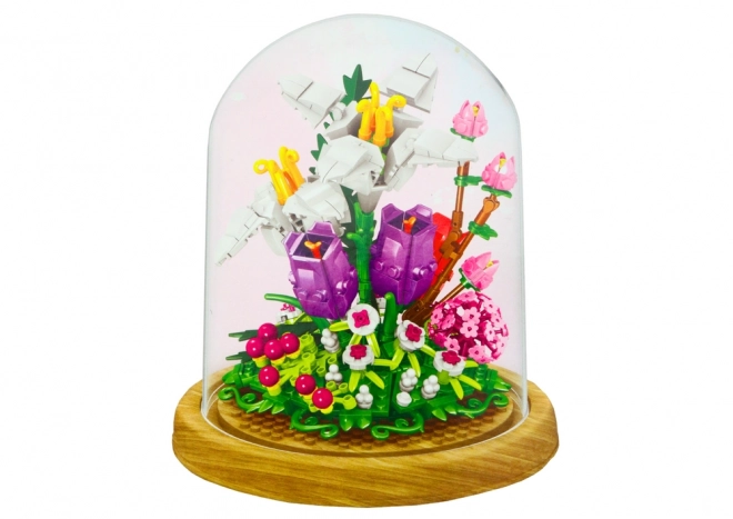 Ensemble de construction floral dans une vitrine