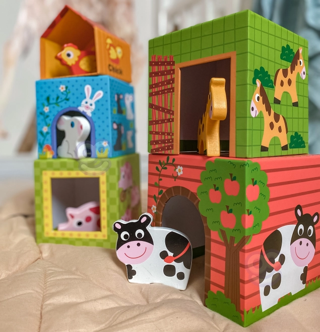 Woopie puzzle de ferme verte avec blocs et figurines
