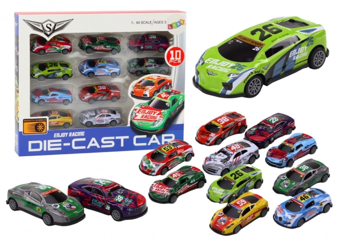 Jeu de Voitures Miniatures Cars Sport Racing 1:64 10 pcs.