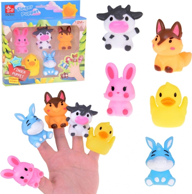 Animaux de ferme en caoutchouc pour doigts - ensemble de 5 figurines