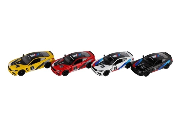 Voiture Kinsmart BMW M8 Competition Coupé 1:38 métal/plastique 12,5cm 4 couleurs à rétrofriction 12pcs en boîte