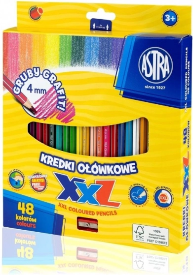 Crayons de couleur ASTRA à mine XXL, 48 couleurs