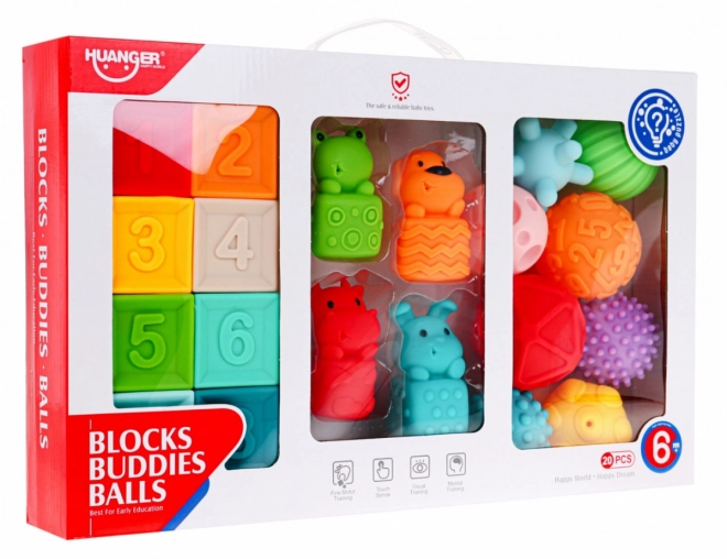 Mega ensemble de 20 balles pour enfants 6m+ Jouet sensoriel Rééducation des mains