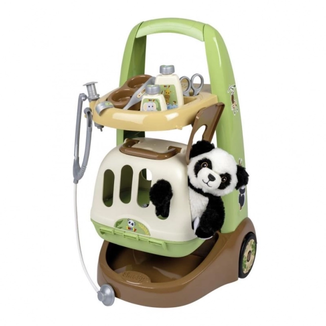 Chariot vétérinaire avec panda et box de transport 2 en 1