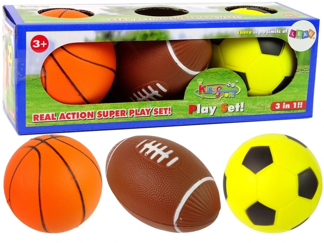 Ensemble de balles sportives molles 3 en 1 Football Basket-ball