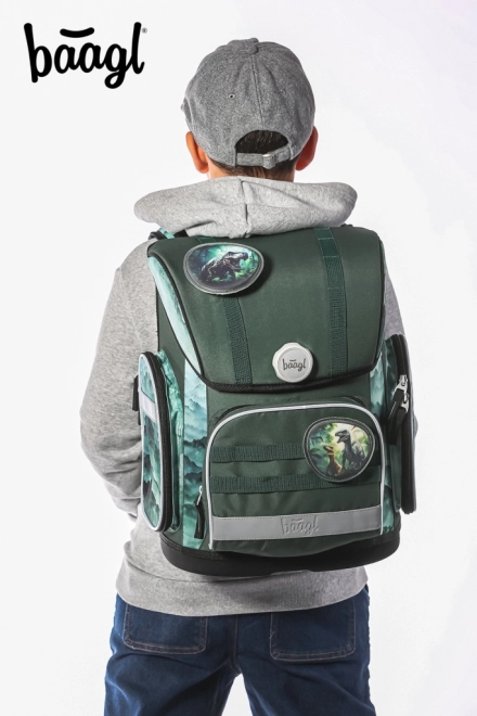 Ensemble scolaire Baagl Ergo Dino: cartable, trousse et sac