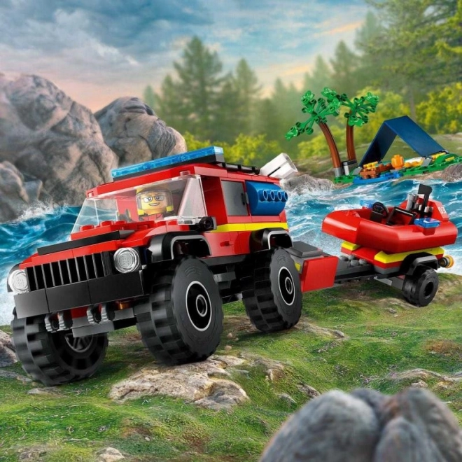LEGOae City 60412 Camion de pompiers 4x4 et bateau de sauvetage